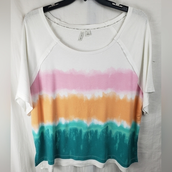 Cato's Live Well Orange Multicolored Short Sleeve Shirt Sz XL - Picture 2 of 7